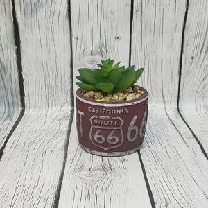 Realistic Route 66 Succulents Faux Potted Plant Decor